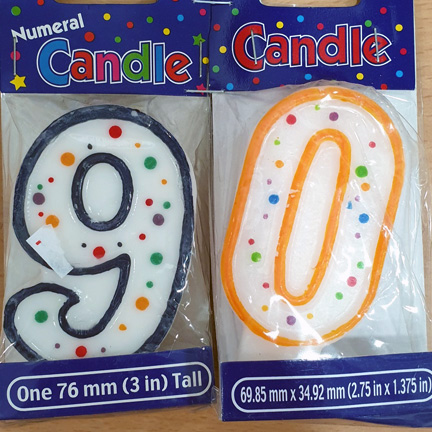 PROMO Number Black 9 and Orange 0 Dots Candle Set